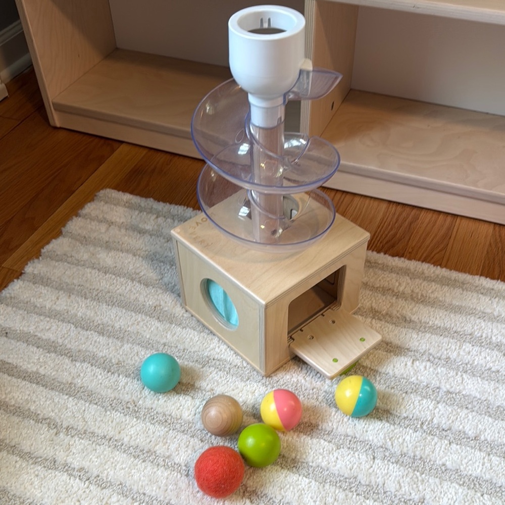 Lovevery Wooden Ball Drop Toy with Colorful Balls